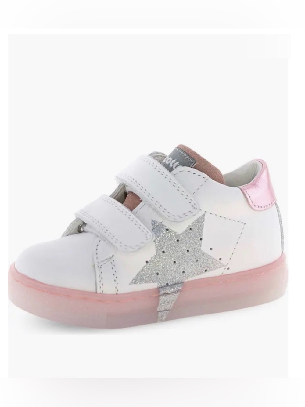 NWT Naturino Falcotto Salazar 3 VL Sneaker in White/ Pink/ Silver - Picture 3 of 14